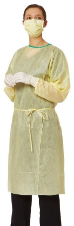 Medline Protective Procedure Gown 3X-Large Yellow NonSterile AAMI Level 2 Disposable - Case of 100 - NONLV200XXXL-CS