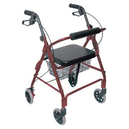 Mabis Healthcare 4 Wheel Rollator DMI® Burgundy Adjustable Height / Lightweight / Folding Aluminum Frame - Each - 501-1012-0700-EA
