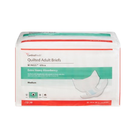 Cardinal Unisex Adult Incontinence Brief Wings™ Ultra Medium Disposable Heavy Absorbency - Case of 96 - 77073-CS
