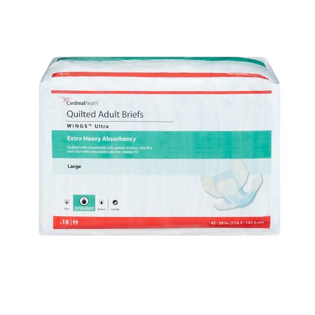 Cardinal Unisex Adult Incontinence Brief Wings™ Ultra Large Disposable Heavy Absorbency - Case of 72 - 77074-CS