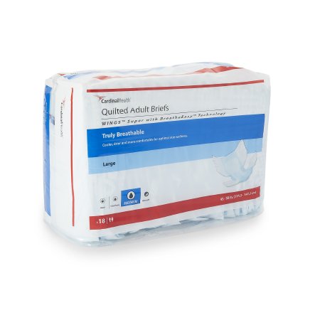 Cardinal Unisex Adult Incontinence Brief Wings™ Super Large Disposable Heavy Absorbency - Case of 72 - 87084A-CS