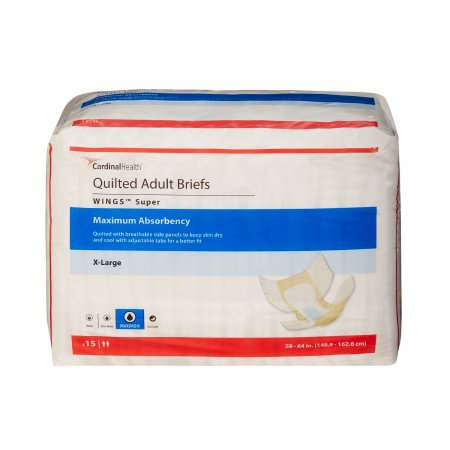 Cardinal Unisex Adult Incontinence Brief Wings™ Super X-Large Disposable Heavy Absorbency - Case of 60 - 87085-CS