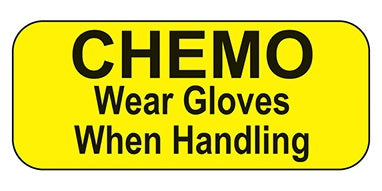 Health Care Logistics Pre-Printed Label Indeed Warning Label Yellow Paper Chemo wear Gloves When Handling Black Caution 3/8 X 1-5/8 Inch - Pack of 1000 - 18304-PK