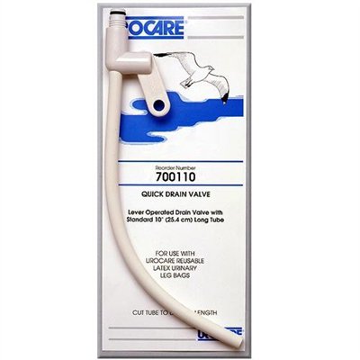 Urocare Products Long DrainTube Urocare® Quick Drain Valve™ Standard, 0.25 I.D. X 10 Long Inch, White rubber and Plastic, NonSterile - Each - 700110-EA