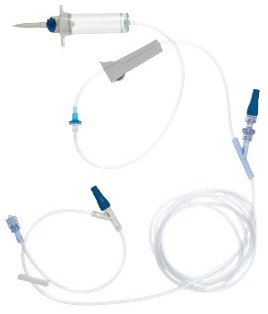 ICU Medical Primary IV Administration Set ICU Gravity 2 Ports 15 Drops / mL Drip Rate Without Filter 112 Inch Tubing - Case of 50 - B33616-CS