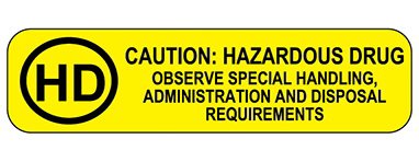 Health Care Logistics Pre-Printed Label Indeed Warning Label Yellow Paper Caution Hazardous Drug Black Biohazard 9/10 X 2-3/16 Inch - Pack of 1000 - 18595-PK