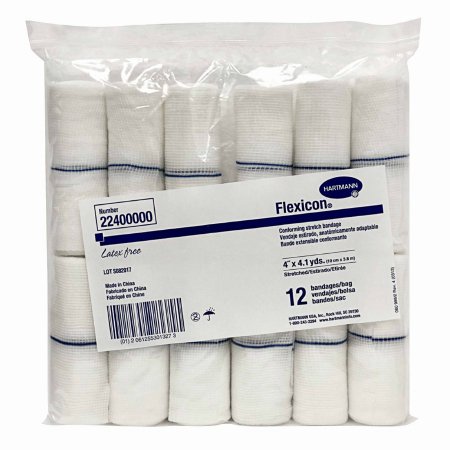Hartmann Conforming Bandage Flexicon® 4 Inch X 4-1/10 Yard 12 per Pack NonSterile 1-Ply Roll Shape - Case of 96 - 22400000-CS