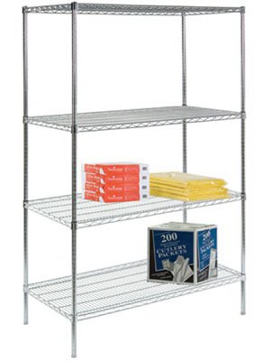 Lakeside Manufacturing Wire Shelving Unit 4 Shelves Adjustable 18 X 36 X 63 Inch - Each - R183663CS-4-EA