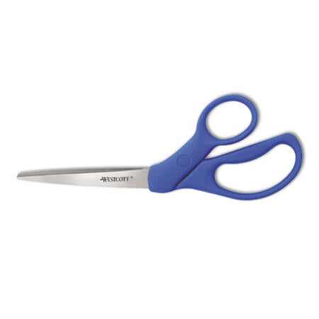 Westcott® Preferred Line Stainless Steel Scissors, 8" Long, 3.5" Cut Length, Blue Offset Handle - Each - ACM-43218-EA