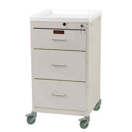 Harloff Infection Control Cart Mini Line 18 X 18 X 34.4 Inch Sand (1)-6 Inch, (2)-9 Inch Drawer Configuration, 12.6 X 16.75 Inch Internal Drawer - Each - 3143K-EA