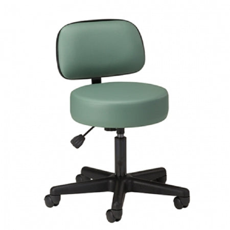 Clinton Industries Exam Stool Standard Series Backrest Pneumatic Height Adjustment (5) 2.5 Inch Dual Wheel Casters Cream - Each - 2135-21-3CM-EA