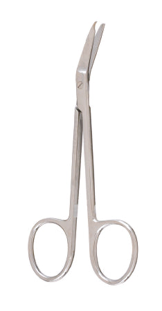 McKesson Suture Scissors McKesson Argent™ 4-1/2 Inch Surgical Grade Stainless Steel NonSterile Finger Ring Handle Angled Blunt Tip / Blunt Tip - Each - 43-1-354-EA
