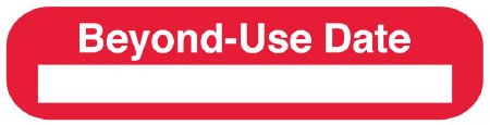 United Ad Label Pre-Printed Label UAL™ Auxiliary Label Red Paper BEYOND USE DATE White Quality Control Label 3/8 X 1-5/8 Inch - Roll of 1 - ULRXA1273-RL