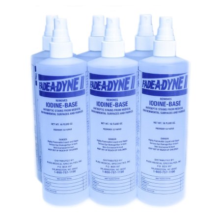 Russ Medical Specialist Fade-A-Dyne II® Iodine Stain Remover Alcohol Based Pump Spray Liquid 16 oz. Bottle Alcohol Scent NonSterile - Case of 6 - 6/16FAD II-CS