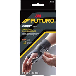 3M Wrist Brace Futuro™ Compression Stabilizing Low Profile Aluminum / Nylon / Polyester / Polyethylene / Spandex / Silicone Right Hand Black Small / Medium - Case of 12 - 48400ENR-CS