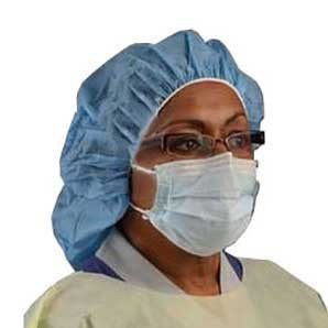 Cardinal Procedure Mask with Eye Shield Insta-Gard® Pleated Earloops One Size Fits Most Blue NonSterile ASTM Level 1 Adult - Case of 100 - AT7511-WE-CS