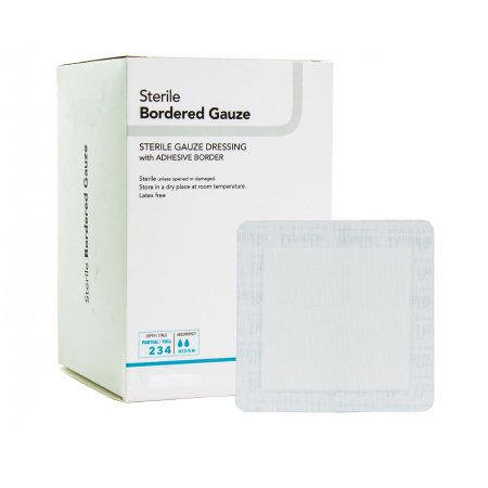 DermaRite Industries Adhesive Dressing DermaRite® Bordered Gauze 2 X 2 Inch Square Sterile - Each - 00261E-EA