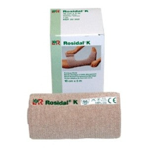 Lohmann & Rauscher Compression Bandage Rosidal® K 4 Inch X 5 Yard Clip Detached Closure Tan NonSterile High Compression - Case of 90 - 22202-CS