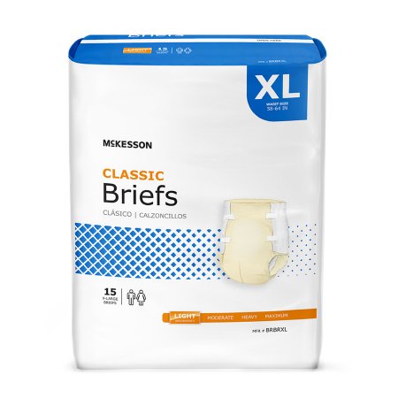 McKesson Unisex Adult Incontinence Brief McKesson Classic X-Large Disposable Light Absorbency - Case of 60 - BRBRXL-CS