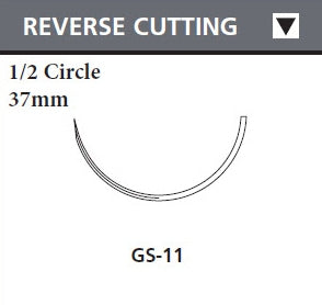 Covidien Absorbable Suture with Needle V-Loc™ 180 Wound Closure Device Polyglyconate GS -11 1/2 Circle Reverse Cutting Needle Size 2 - 0 Barbed Monofilament - Box of 12 - VLOCL2815-BX