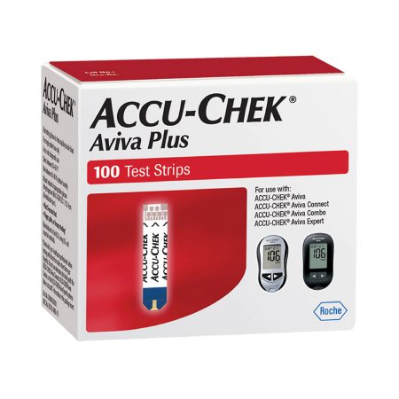 Roche Diabetes Care Blood Glucose Test Strips Accu-Chek® Aviva Plus 100 Strips per Pack - Case of 24 - 06908268001-CS