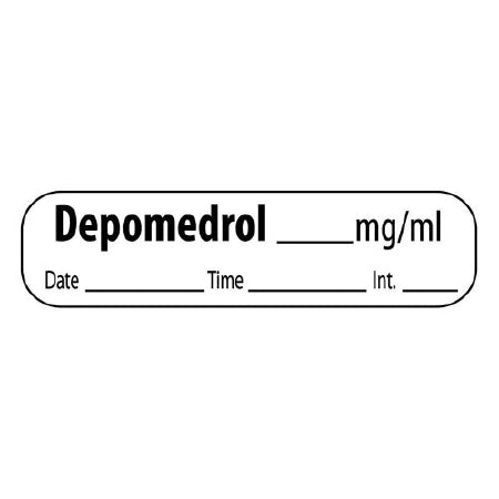 Precision Dynamics Drug Label MedVision® Anesthesia Label Depomedrol_mg/mL Date_Time_Int White 3/8 X 1-7/16 Inch - Roll of 1 - MV02SW8777-RL