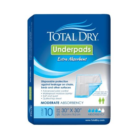Secure Personal Care Products Disposable Underpad TotalDry™ 30 X 30 Inch SecureLoc Heavy Absorbency - Bag of 10 - SP113010-BG