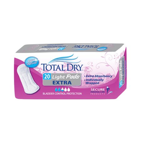 Secure Personal Care Products Bladder Control Pad TotalDry™ 11 Inch Length Light Absorbency Polymer Core Regular - Case of 180 - SP1561-CS