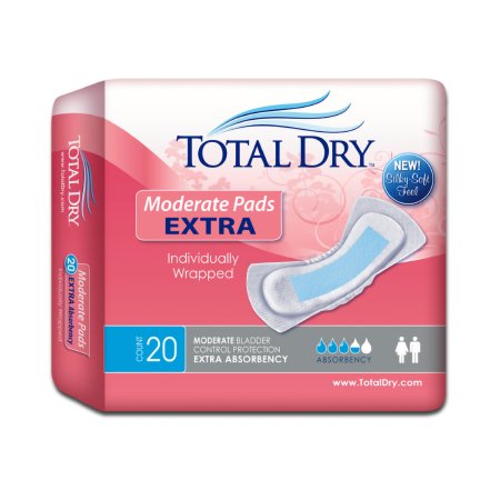 Secure Personal Care Products Bladder Control Pad TotalDry™ 11 Inch Length Moderate Absorbency Polymer Core Regular - Case of 180 - SP1562-CS