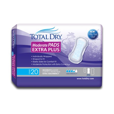 Secure Personal Care Products Bladder Control Pad TotalDry™ 13-3/4 Inch Length Moderate Absorbency Polymer Core Regular - Bag of 20 - SP1563-BG