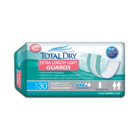 Secure Personal Care Products Bladder Control Pad TotalDry™ 11 Inch Length Moderate Absorbency SecureLoc Core One Size Fits Most - Case of 180 - SP1565-CS
