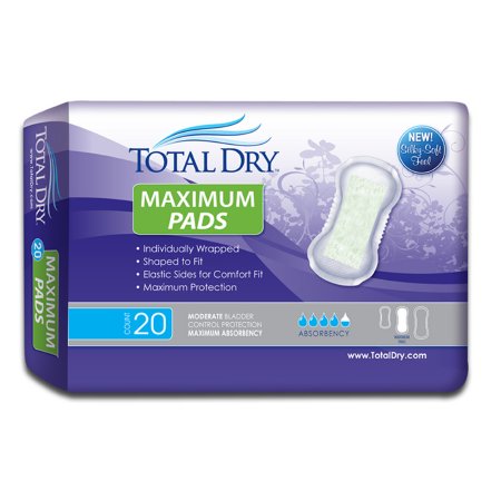 Secure Personal Care Products Bladder Control Pad TotalDry™ 13-3/4 Inch Length Moderate Absorbency Polymer Core Regular - Case of 180 - SP1573-CS