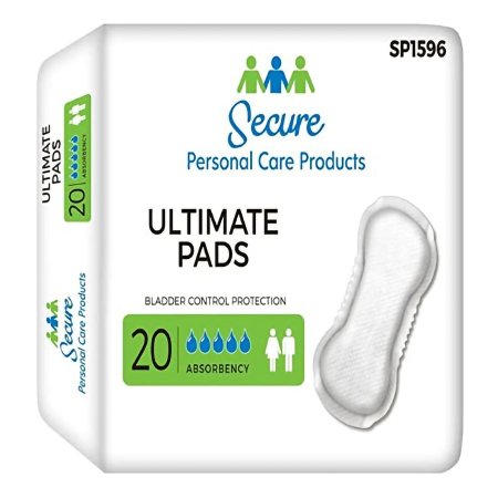 Secure Personal Care Products Bladder Control Pad TotalDry™ 16-1/2 Inch Length Heavy Absorbency Polymer Core Regular - Bag of 20 - SP1596-BG