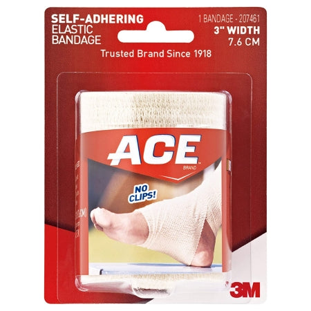 3M Elastic Bandage 3M™ ACE™ 3 Inch Width X 5.3 Foot Self-Adherent Closure Tan NonSterile Standard Compression - Box of 3 - 207461-BX