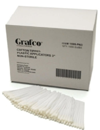Graham-Field Swabstick Grafco® Cotton Tip Plastic Shaft 6 Inch NonSterile 1000 per Pack - Box of 1000 - 1599-PN6-BX