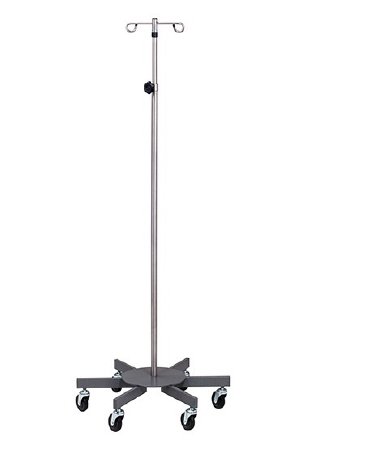 Clinton Industries IV Pole Ram Horn Hooks 2-Hook 6 Legs Epoxy Coated Base, 3 Inch Rubber Wheel Ball Bearing Casters, 26 Inch Base Diameter - Each - IVS-7332-EA