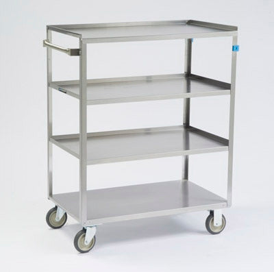 Lakeside Manufacturing Linen Cart 4 Shelves 500 lbs. Weight Capacity Stainless Steel 5 Inch Casters, 2 Fixed, 2 Swivel - Each - 443-EA