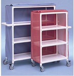 Duralife Linen Cart with Cover 3 Shelves PVC 4 Inch Casters - Each - 500-EA