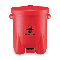 VWR International Medical Waste Receptacle 14 gal. Round Red HDPE Step On - Each - 56610-181-EA