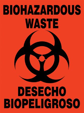 Medical Safety Systems Door / Wall Sign Caution Biohazard Waste - Each - 815-99810118-EA