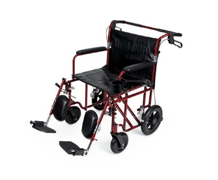 Medline Bariatric Transport Chair 400 lbs. Weight Capacity Full Length / Permanent Arm Black Upholstery - Each - MDS808200BAR-EA