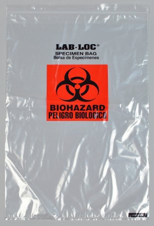 Elkay Plastics Specimen Transport Bag with Document Pouch Lab-Loc® 14 X 20 Inch Zip Closure Biohazard Symbol NonSterile - Case of 250 - LABZ1420B-CS