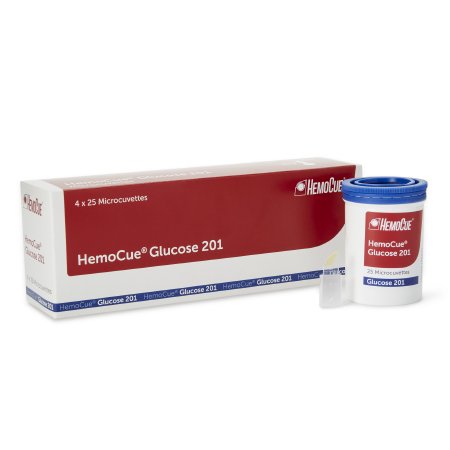 Hemocue Microcuvette HemoCue® Glucose 201 Diabetes Management Blood Glucose For HemoCue® Glucose 201 Blood Glucose Analyzer 100 Tests 5 ÂµL Sample Volume - Box of 4 - 110706-BX