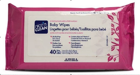 SPS Medical Supply Baby Wipe Nice'n Clean® Soft Pack Aloe / Vitamin E Scented 40 Count - Case of 10 - SA34540-CS