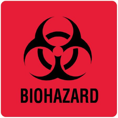 United Ad Label Pre-Printed Label UAL™ Warning Label Fluorescent Red Paper Biohazard / Symbol Black Biohazard 6 X 6 Inch - Pack of 10 - ULBH502-PK