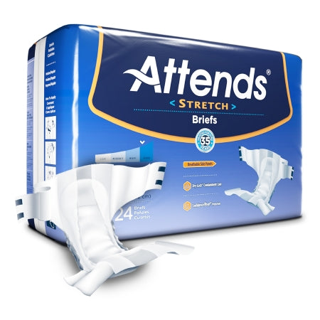 Attends Healthcare Products Unisex Adult Incontinence Brief Attends® Stretch Medium / Regular Disposable Heavy Absorbency - Bag of 24 - DDSMR-BG