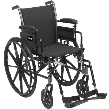 Patterson Medical Supply Lightweight Wheelchair drive™ Cruiser III Dual Axle Desk Length Arm Black Upholstery 20 Inch Seat Width Adult 350 lbs. Weight Capacity - Each - 081502459-EA