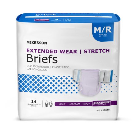 McKesson Unisex Adult Incontinence Brief McKesson Extended Wear Medium Disposable Heavy Absorbency - Case of 56 - ONBMR-CS