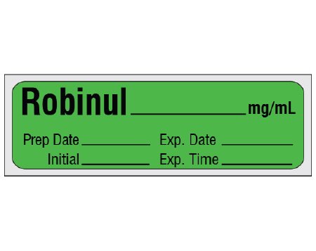 Shamrock Scientific Drug Label Shamrock Anesthesia Label Robinul_mg/mL Prep Date_ Exp Date_Int_Exp Time_ Green 1/2 X 1 Inch - Roll of 1 - SA-312-EXP-PRE-RL