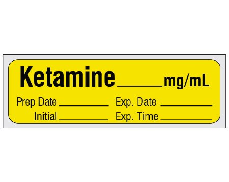 Shamrock Scientific Drug Label Shamrock Anesthesia Label KETAMINE _____ mg / mL / Prep Date _____ Exp. Date _____ / Initial _____ Exp. Time _____ Yellow 1/2 X 1 Inch - Roll of 1 - SA-201-EXP-PRE-RL